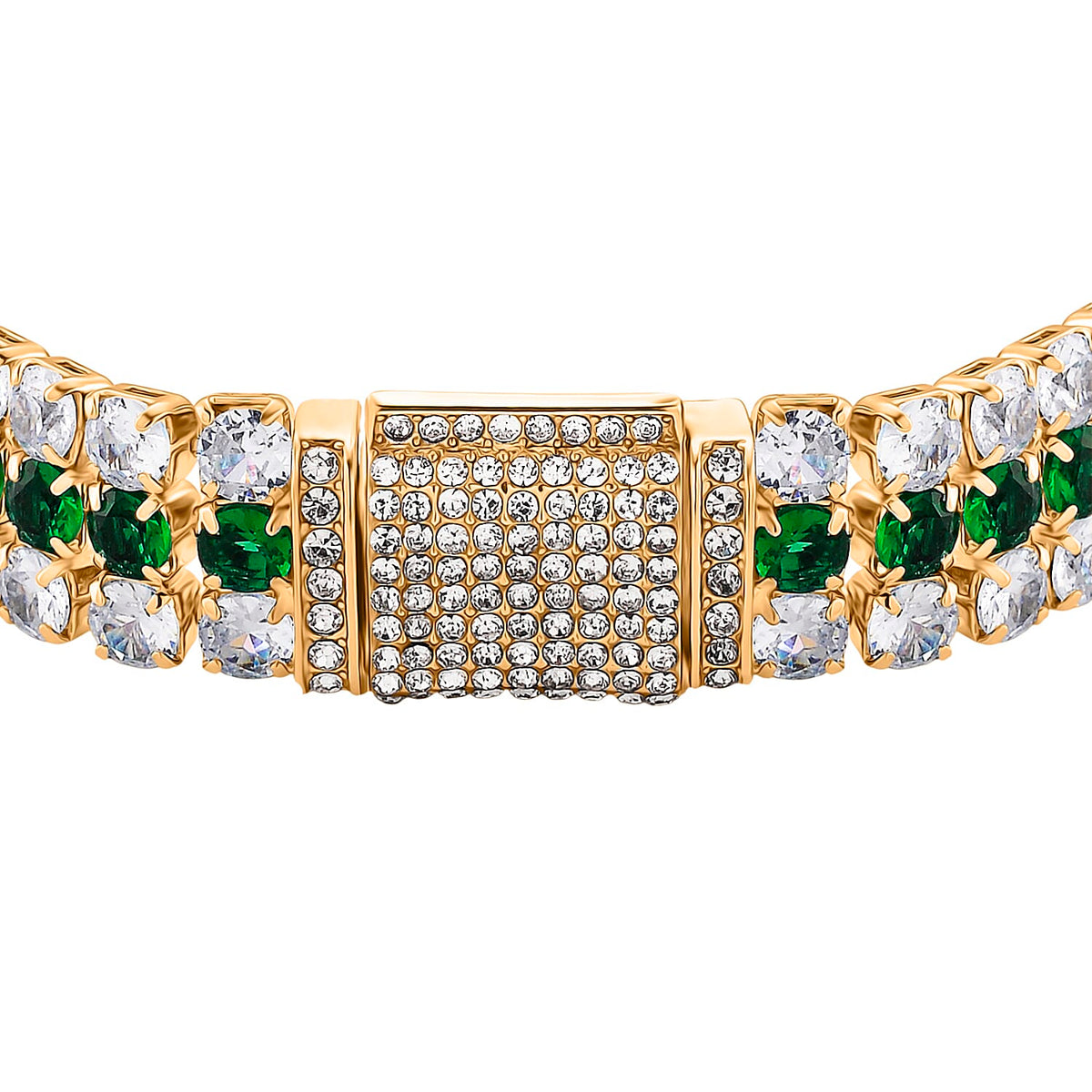 Close Out Deal- White Cubic Zirconia &amp; Austrian Green Crystal Bracelet (Size - 7.5) 8192344 4