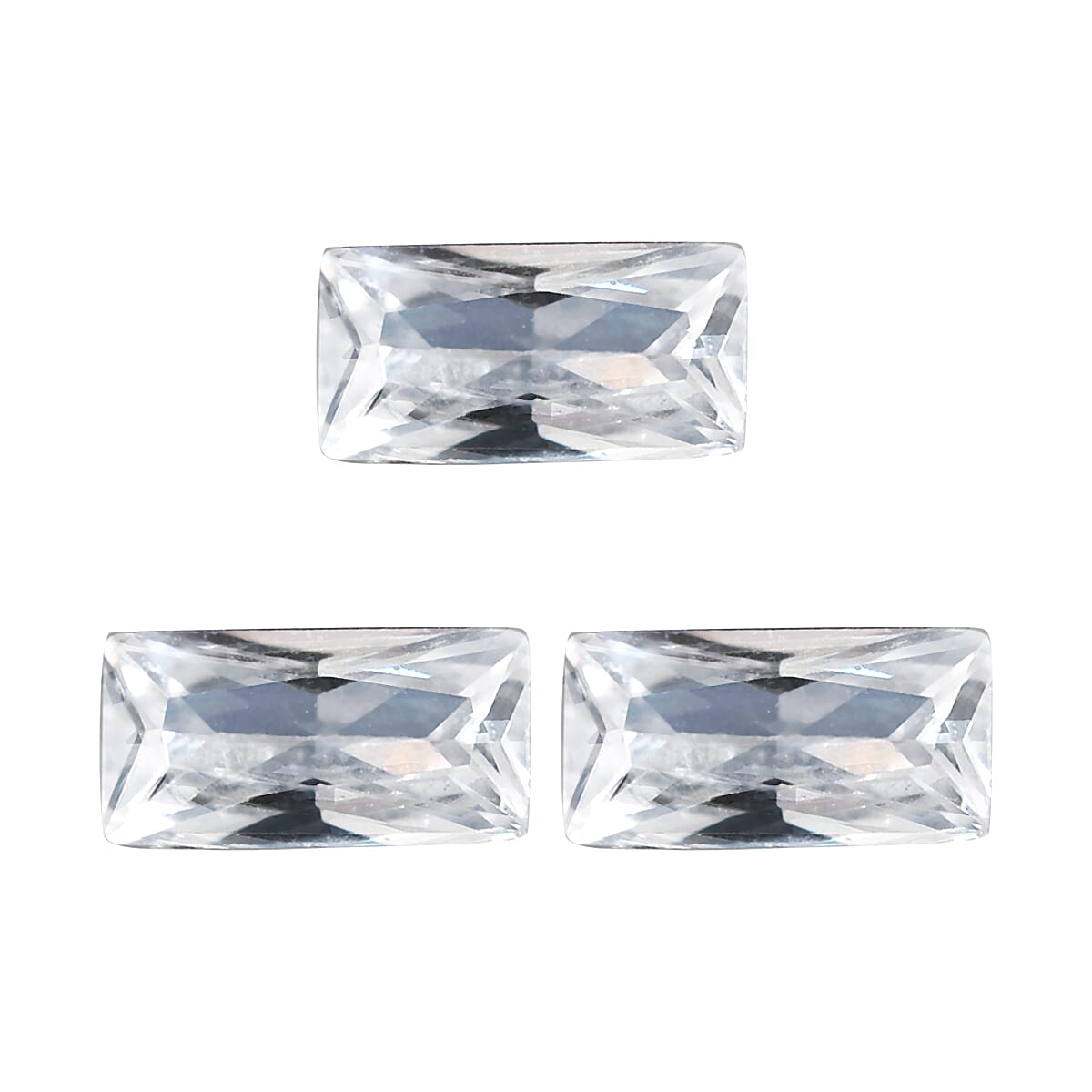 Set of 3 White Cubic Zirconia Loose Gemstones in Baguette Shape 0.87 Ct. (5x2.5 mm) 8071342 0