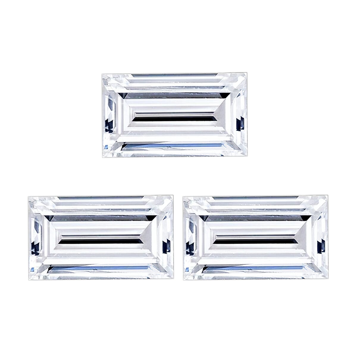 Set of 3 White Cubic Zirconia Loose Gemstones in Baguette Shape 1.23 Ct. (5x3 mm) 8071344 0