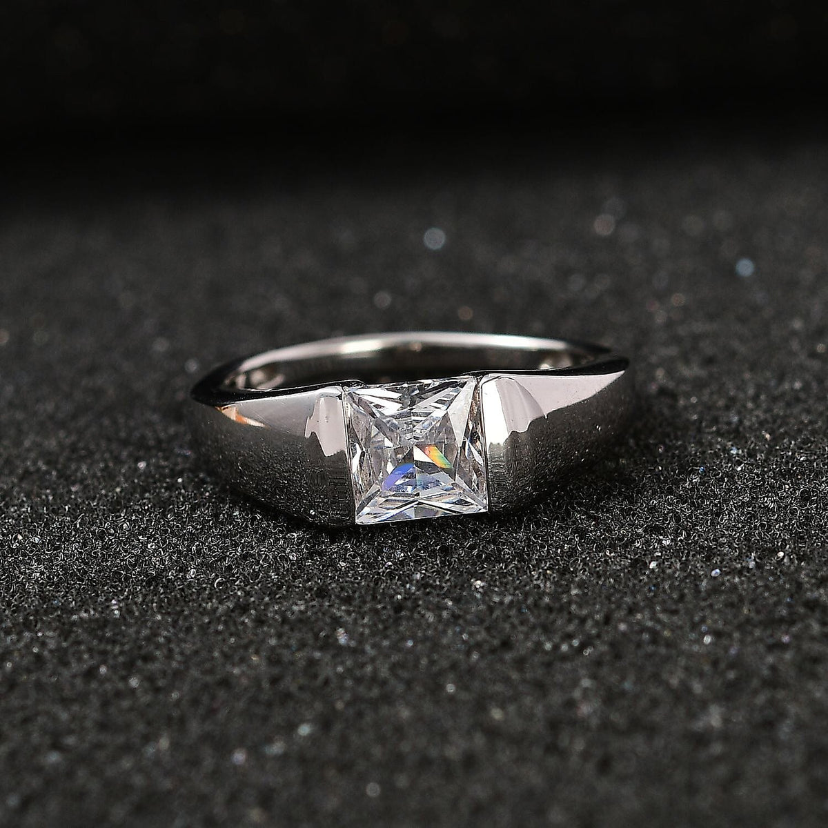 Cubic Zirconia Solitaire Ring in Platinum Overlay Sterling Silver 7711427 2