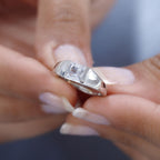 Cubic Zirconia Solitaire Ring in Platinum Overlay Sterling Silver