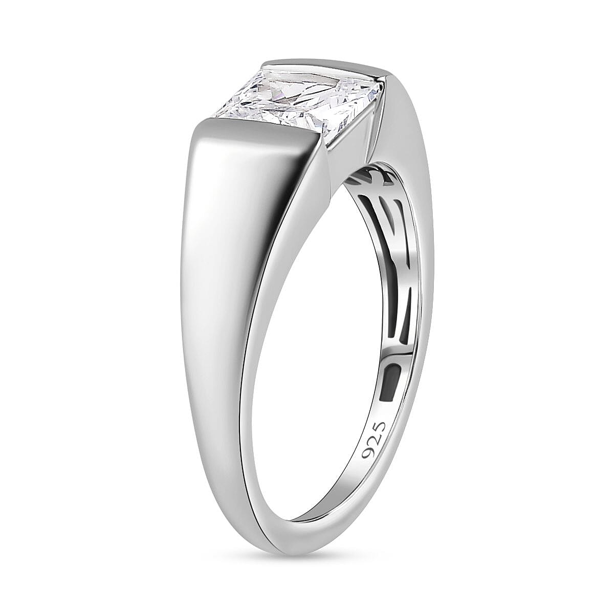 Cubic Zirconia Solitaire Ring in Platinum Overlay Sterling Silver 7711427 4