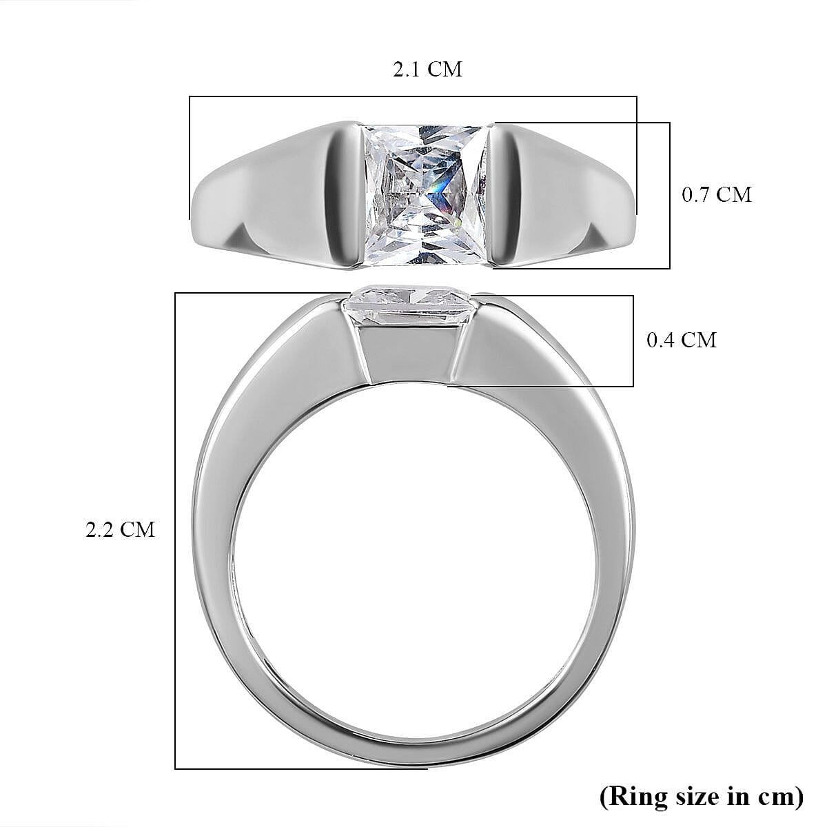 Cubic Zirconia Solitaire Ring in Platinum Overlay Sterling Silver 7711427 6