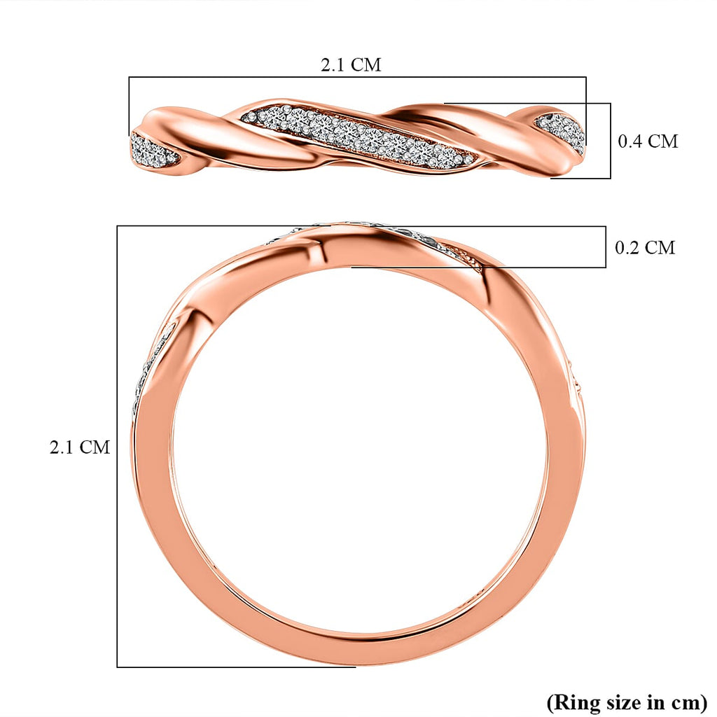 White Cubic Zirconia  Band Ring in Vermeil RG Sterling Silver 0.28 pc  0.112  Ct.