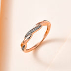 White Cubic Zirconia  Band Ring in Vermeil RG Sterling Silver 0.28 pc  0.112  Ct.
