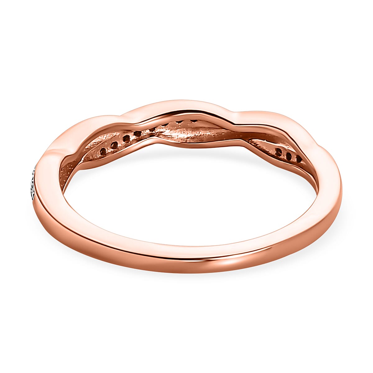 White Cubic Zirconia Twisted Band Ring in Vermeil Rose Gold Plated Sterling Silver V32516335 4