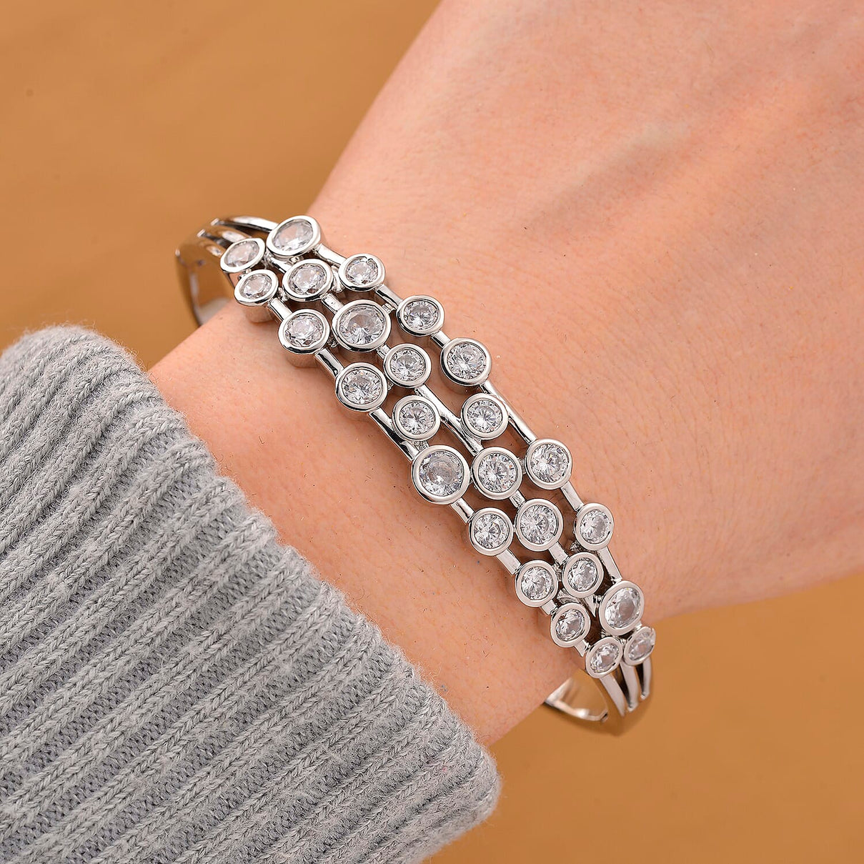 Bubble Collection - White Cubic Zirconia Bangle (Size - 7.5) 5.00 Ct. 8180465 2