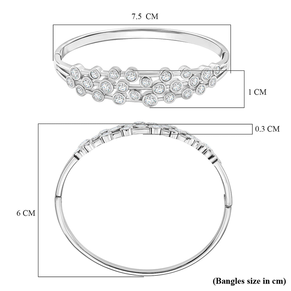 Bubble Collection - White Cubic Zirconia Bangle (Size - 7.5) 5.00 Ct.