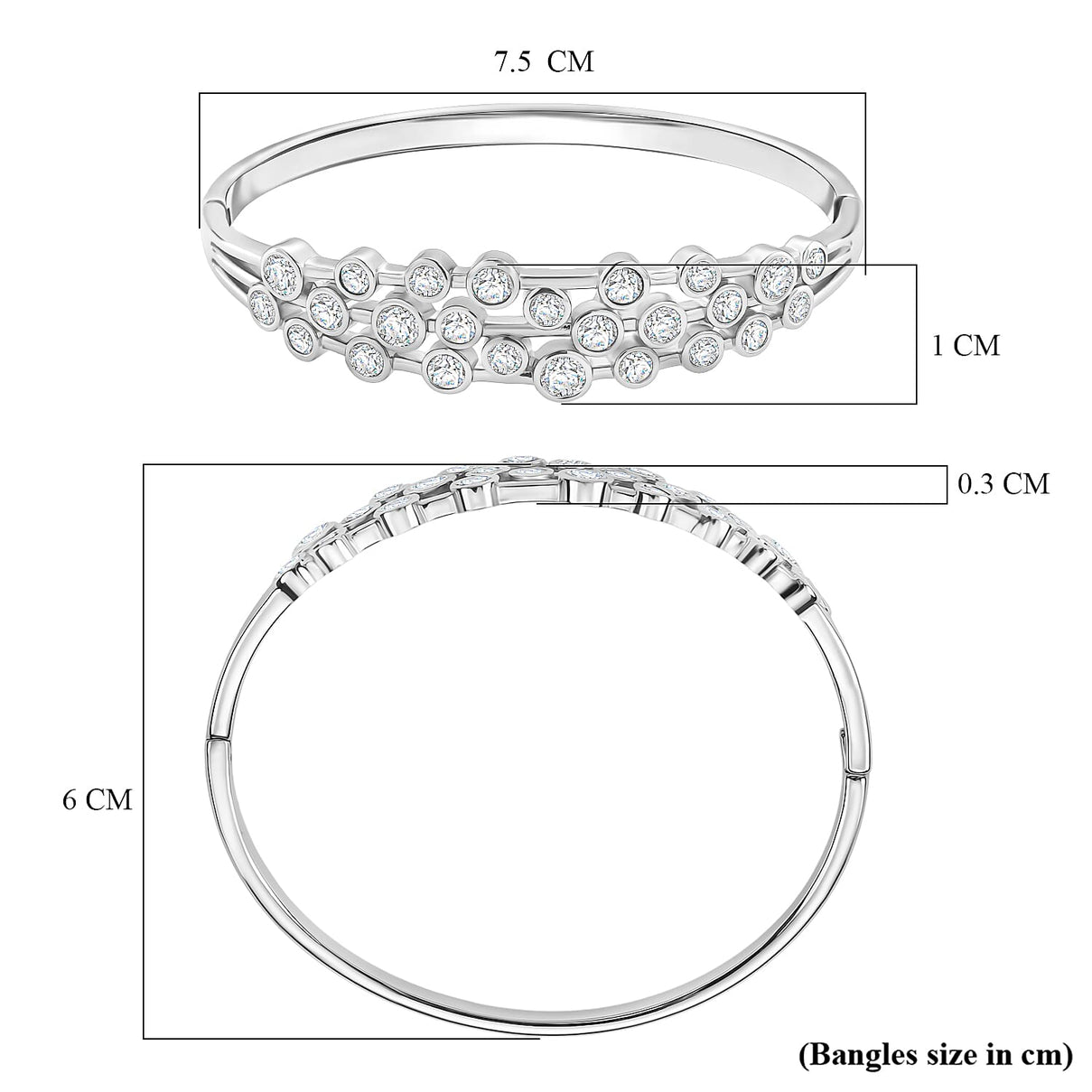 Bubble Collection - White Cubic Zirconia Bangle (Size - 7.5) 5.00 Ct. 8180465 5
