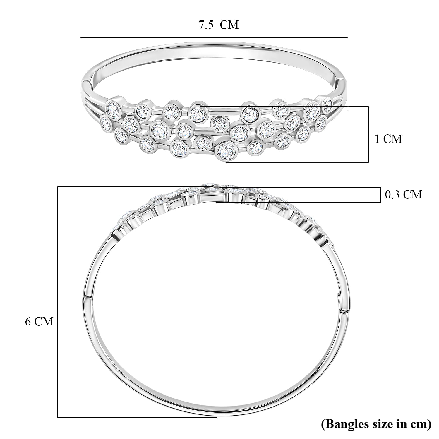 Bubble Collection - White Cubic Zirconia Bangle (Size - 7.5) 5.00 Ct. 8180465 5