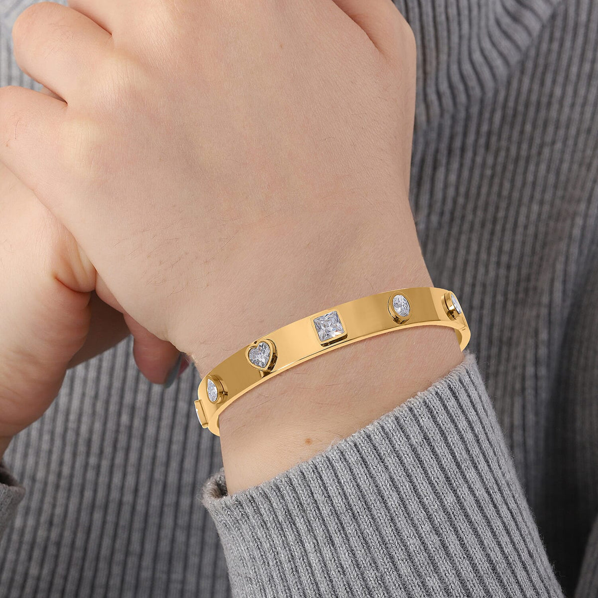 Cubic Zirconia Bangle (Size 7.5) - Yellow 7855492 2
