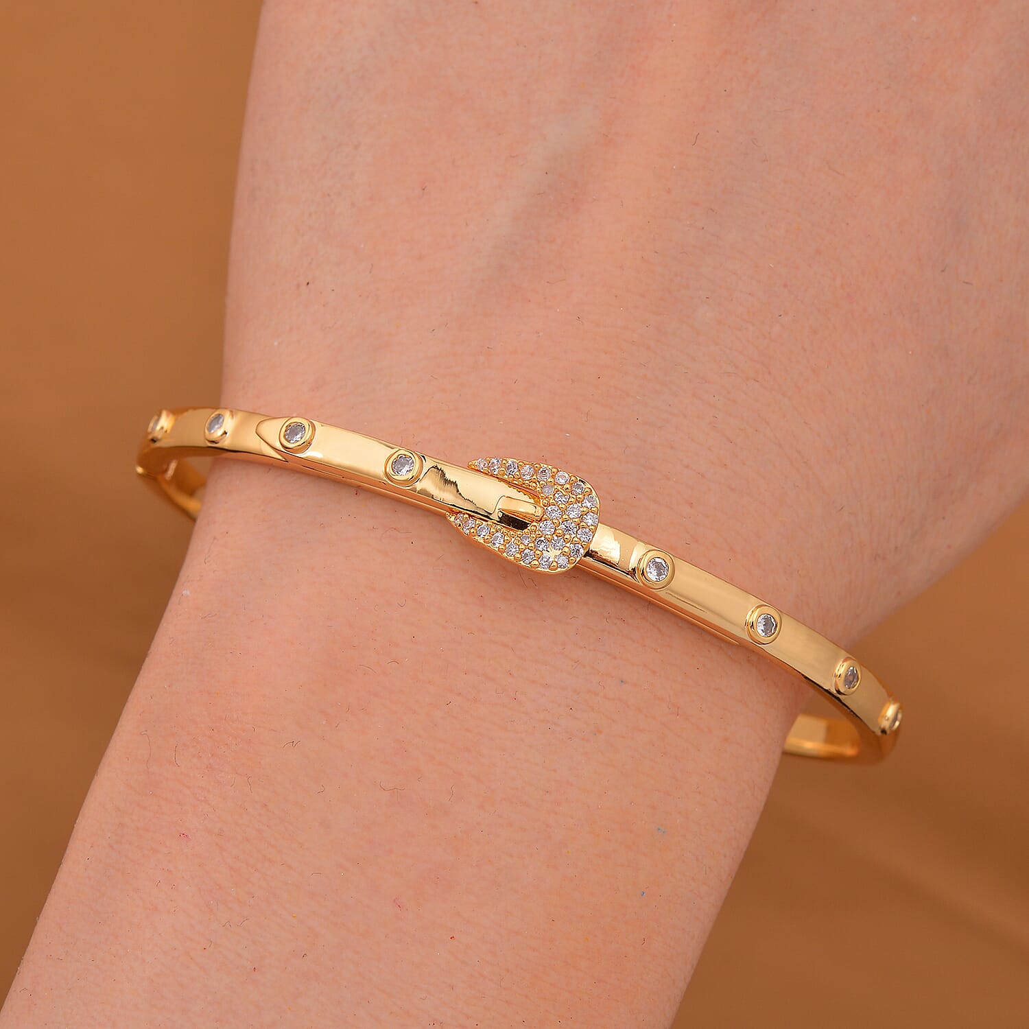 Designer Inspired - Cubic Zirconia Buckle Bangle in Size 7.5 7841941 1