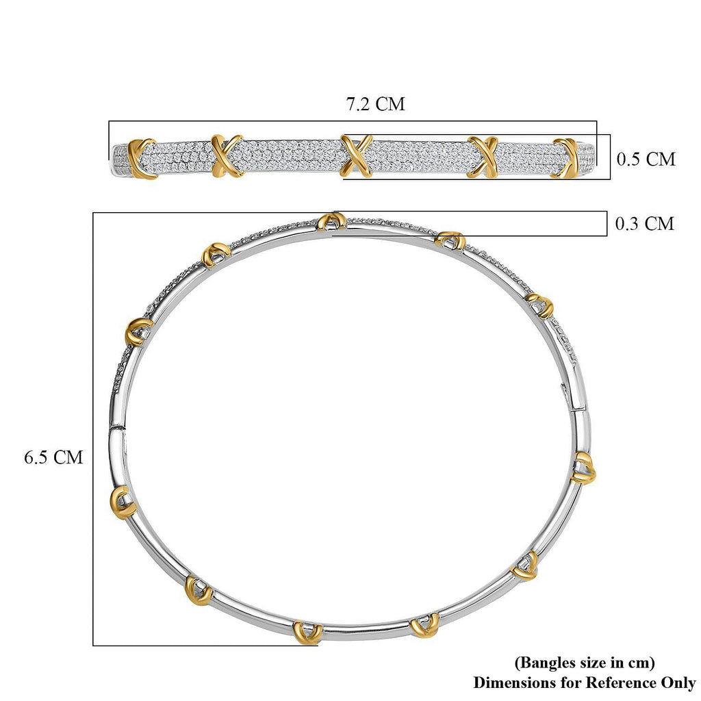 Designer Inspired Close Out - Cubic Zirconia Criss Cross Bangle (Size - 7.5 )