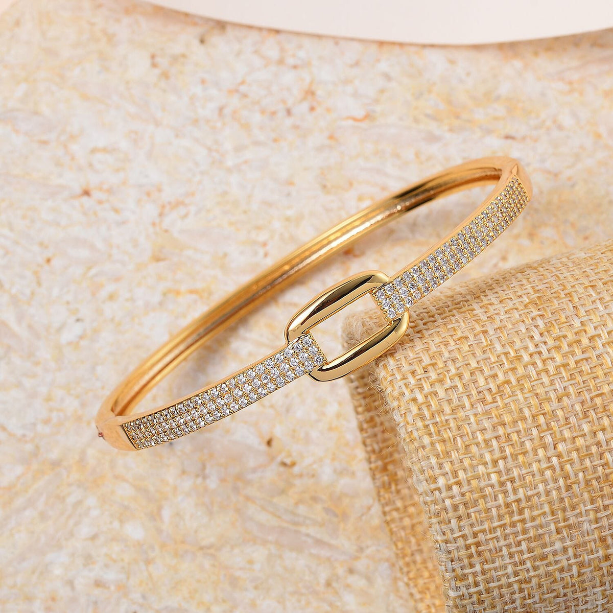 Desiner Inspired- Cubic Zirconia Bangle (Size - 7. 5) in Yellow Gold Tone 7606507 1