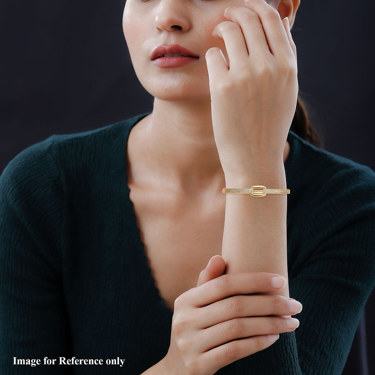 Desiner Inspired- Cubic Zirconia Bangle (Size - 7. 5) in Yellow Gold Tone 7606507 2