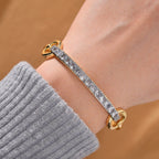 White Cubic Zirconia Bangle (Size - 7.5) in Yellow Gold Tone 1.20 Ct.