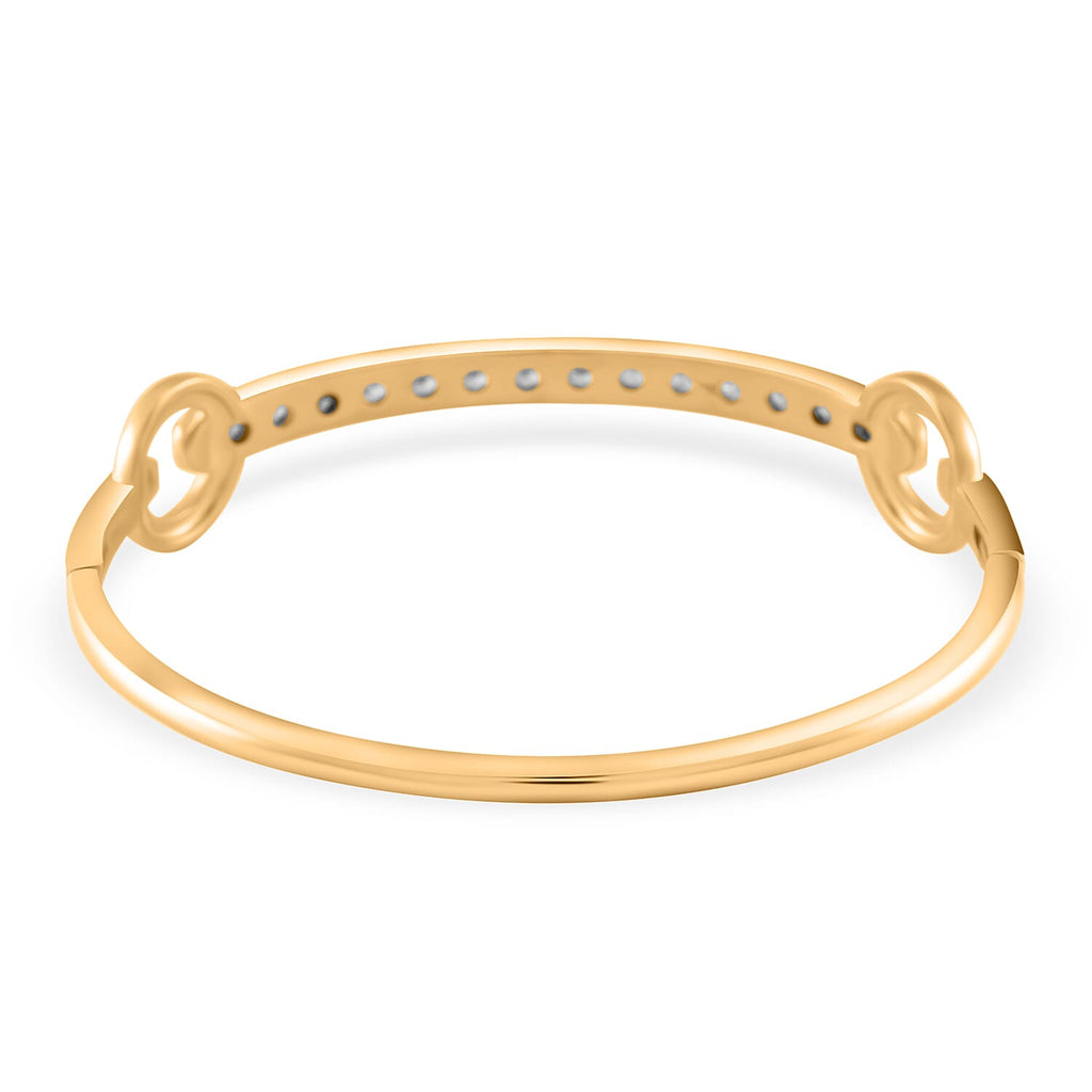 White Cubic Zirconia Bangle (Size - 7.5) in Yellow Gold Tone 1.20 Ct.