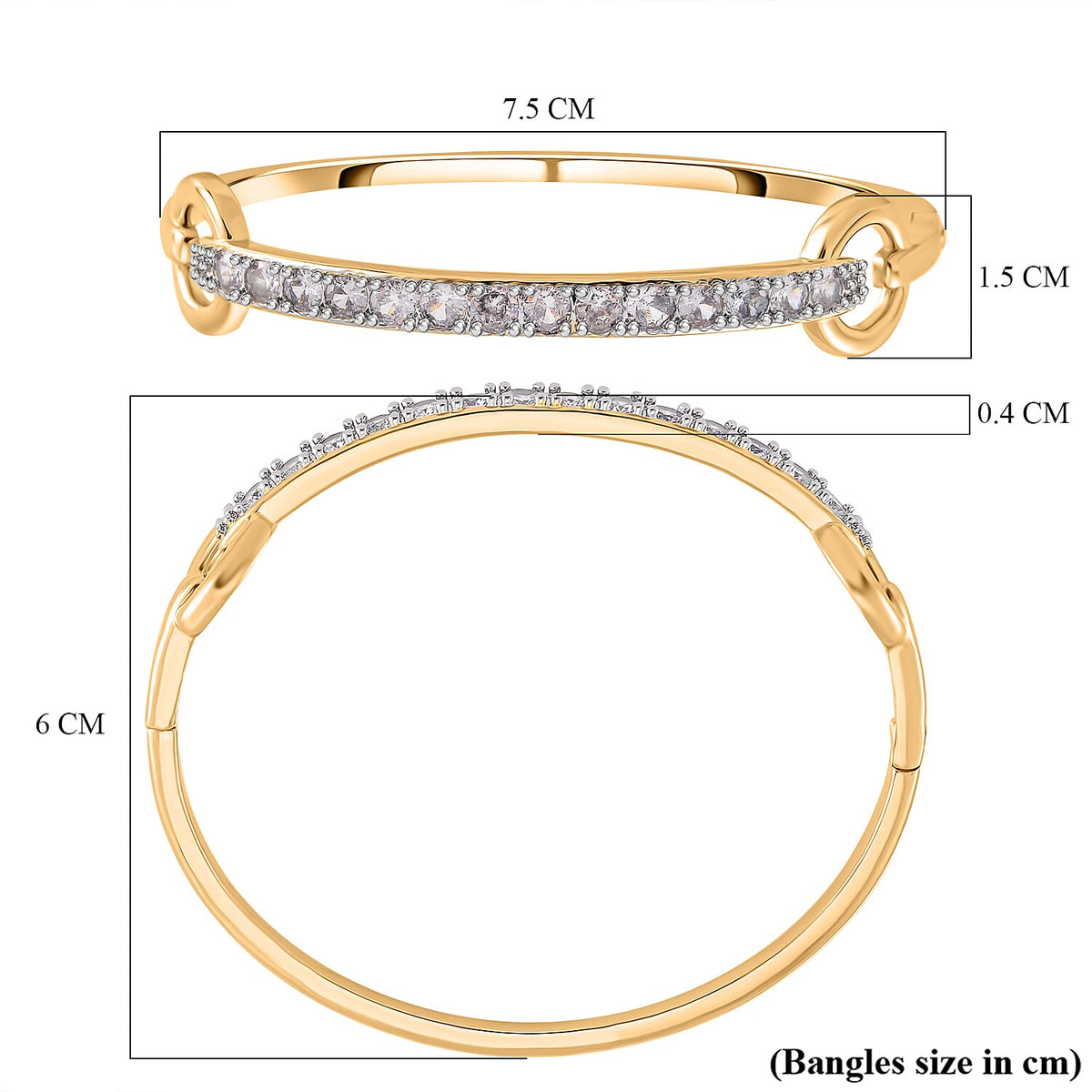 Designer Closeout - Snaffle White Cubic Zirconia Bangle (Size - 7.5)  1.20 Ct. V32666378 6