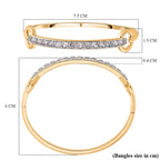 White Cubic Zirconia Bangle (Size - 7.5) in Yellow Gold Tone 1.20 Ct.