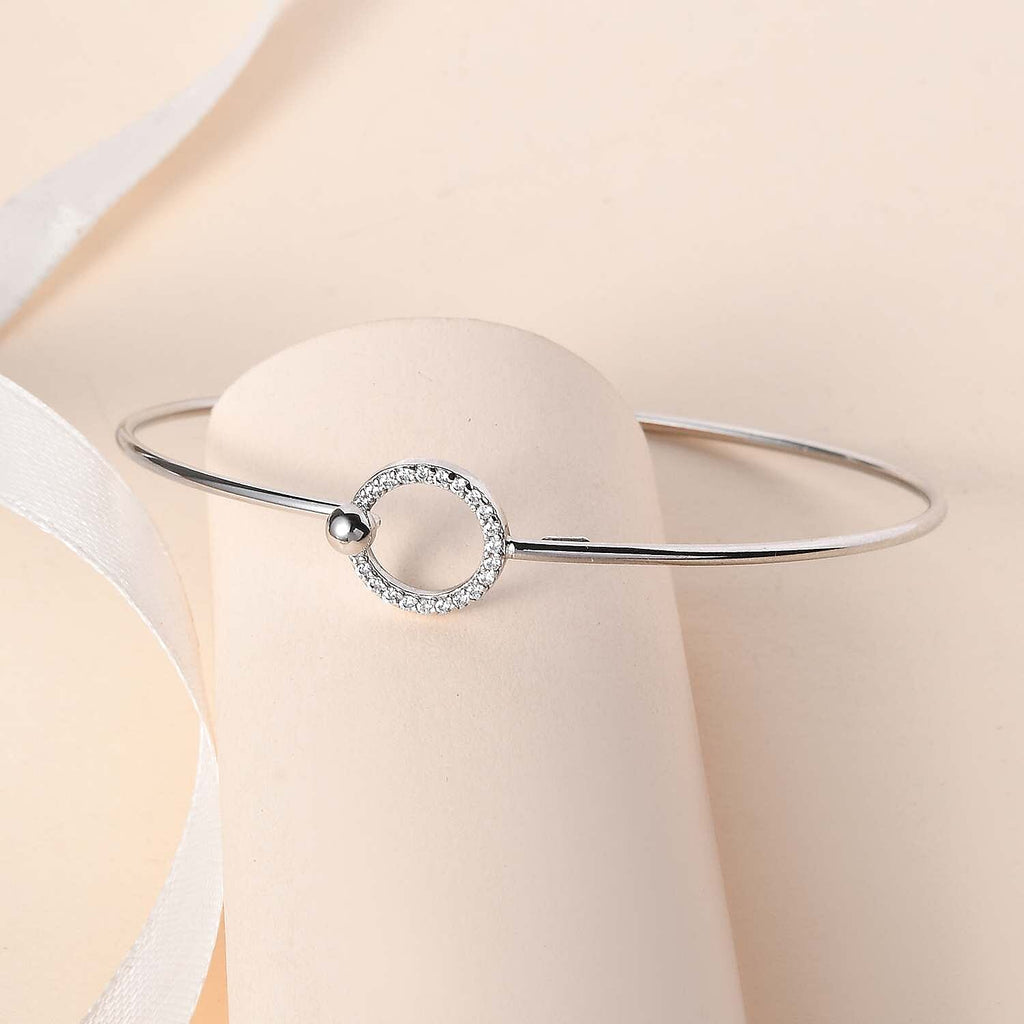 CloseOut - Simulated Diamond Bangle (Size - 7.5) in Sterling Silver