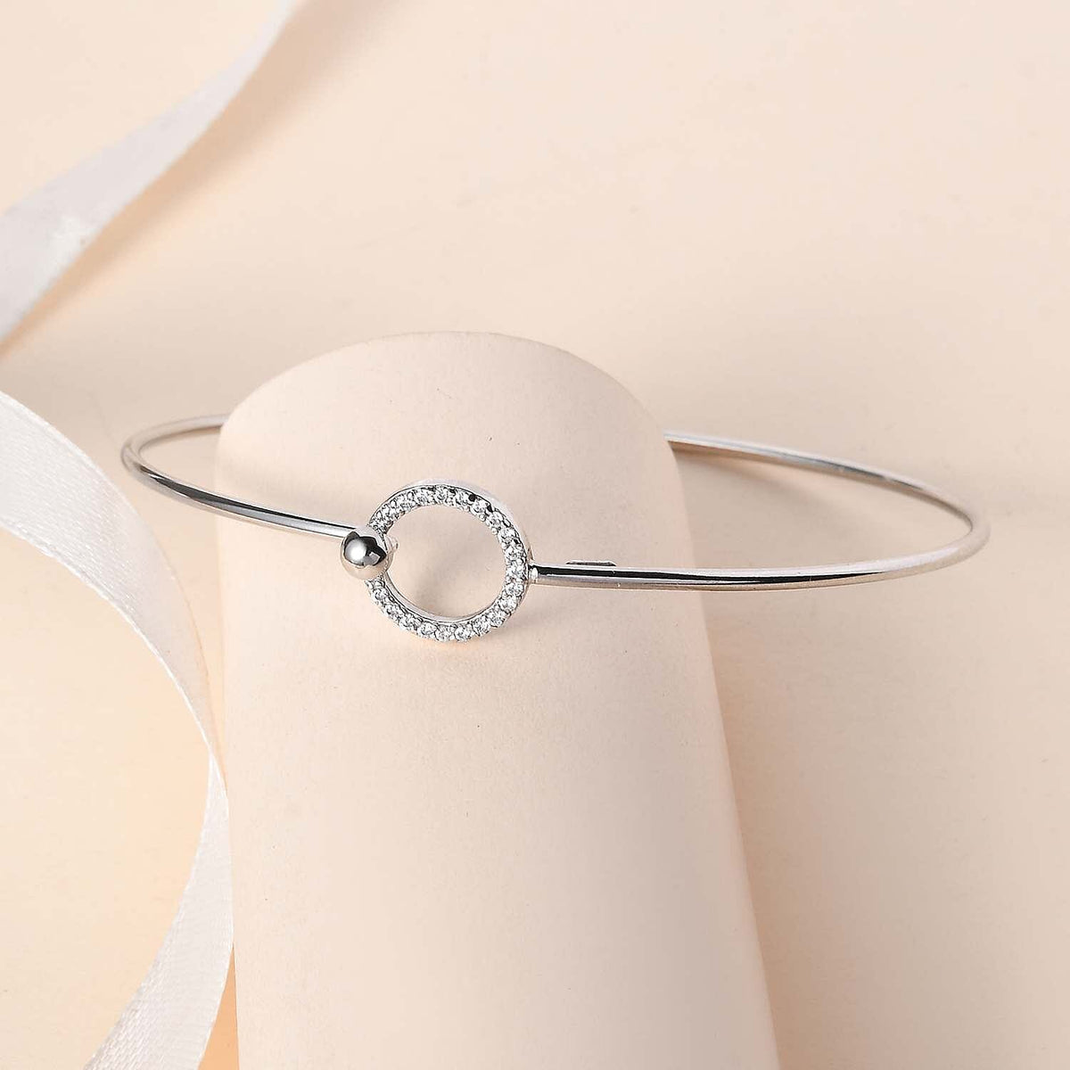 CloseOut - Simulated Diamond Bangle (Size - 7.5) in Sterling Silver 7638761 2