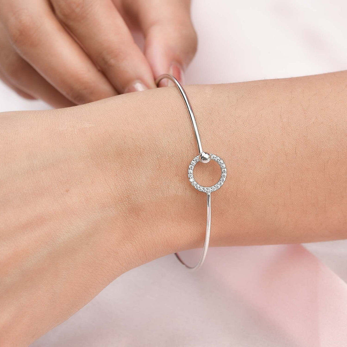 CloseOut - Simulated Diamond Bangle (Size - 7.5) in Sterling Silver 7638761 3