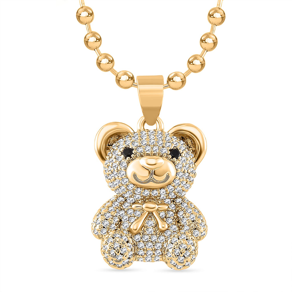 White & Black Cubic Zirconia Necklace with Pendant (Size - 18-2)