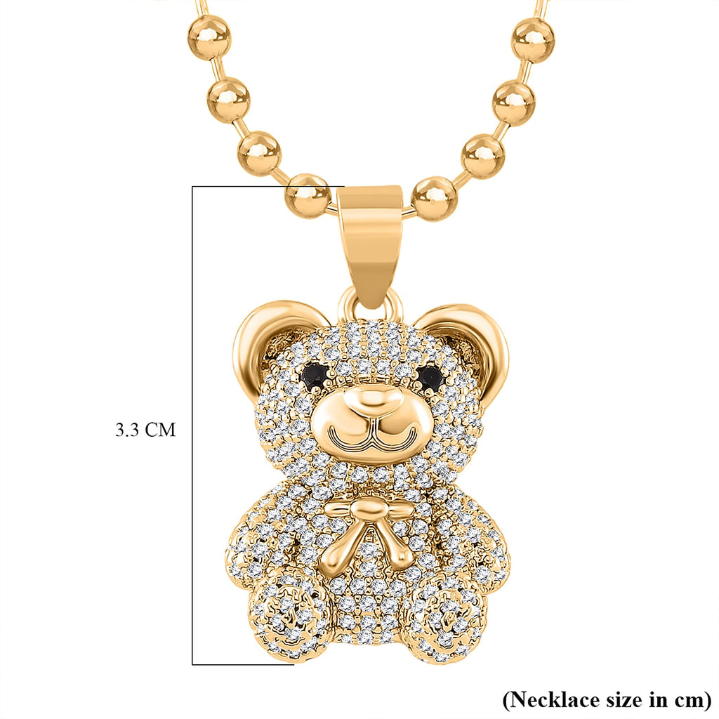 White & Black Cubic Zirconia Necklace with Pendant (Size - 18-2)