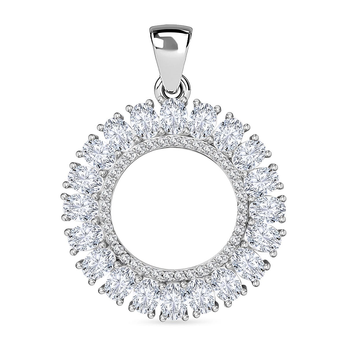 White Cubic Zirconia Boat Ring in Rhodium Overlay Sterling Silver 1.41 ct. 2468608 2