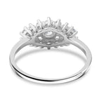 White Cubic Zirconia Boat Ring in Rhodium Overlay Sterling Silver 1.41 Ct.