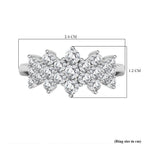 White Cubic Zirconia Boat Ring in Rhodium Overlay Sterling Silver 2.58 Ct.