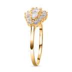 White Cubic Zirconia Boat Ring in Yellow Gold Plating Sterling Silver 1.41 Ct.