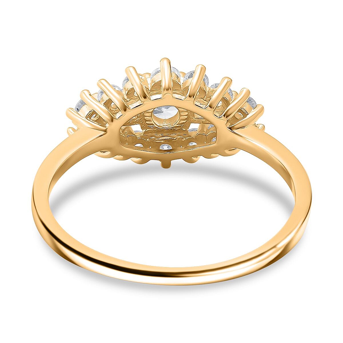 White Cubic Zirconia Boat Ring in Yellow Gold Plated Sterling Silver 1.41 ct. 7950136 8