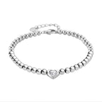 White Cubic Zirconia Bracelet (Size - 7.5 with Ext) in Silver Tone