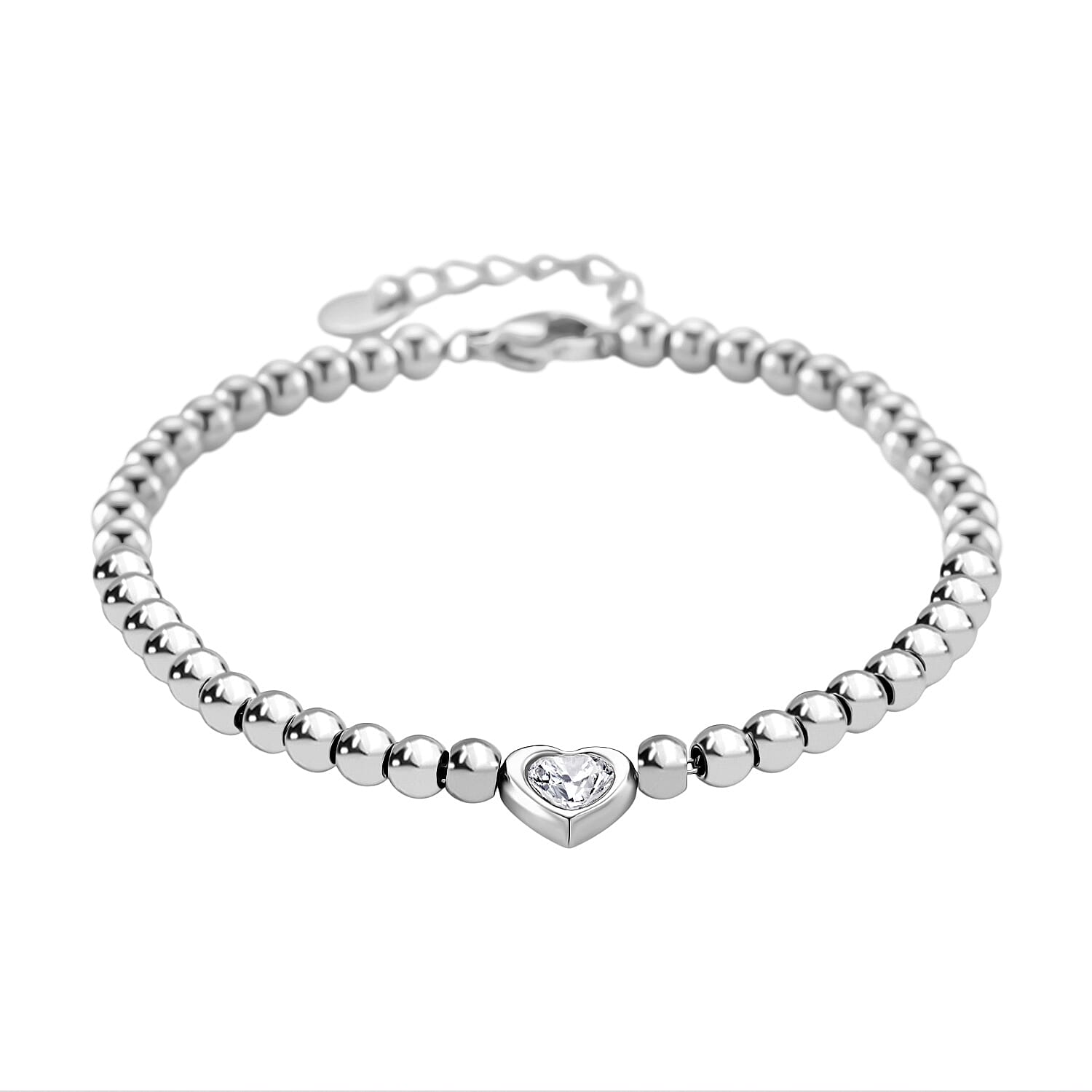 White Cubic Zirconia Bracelet (Size - 7.5 with Ext) in Silver Tone 8193664 0