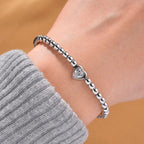 White Cubic Zirconia Bracelet (Size - 7.5 with Ext) in Silver Tone