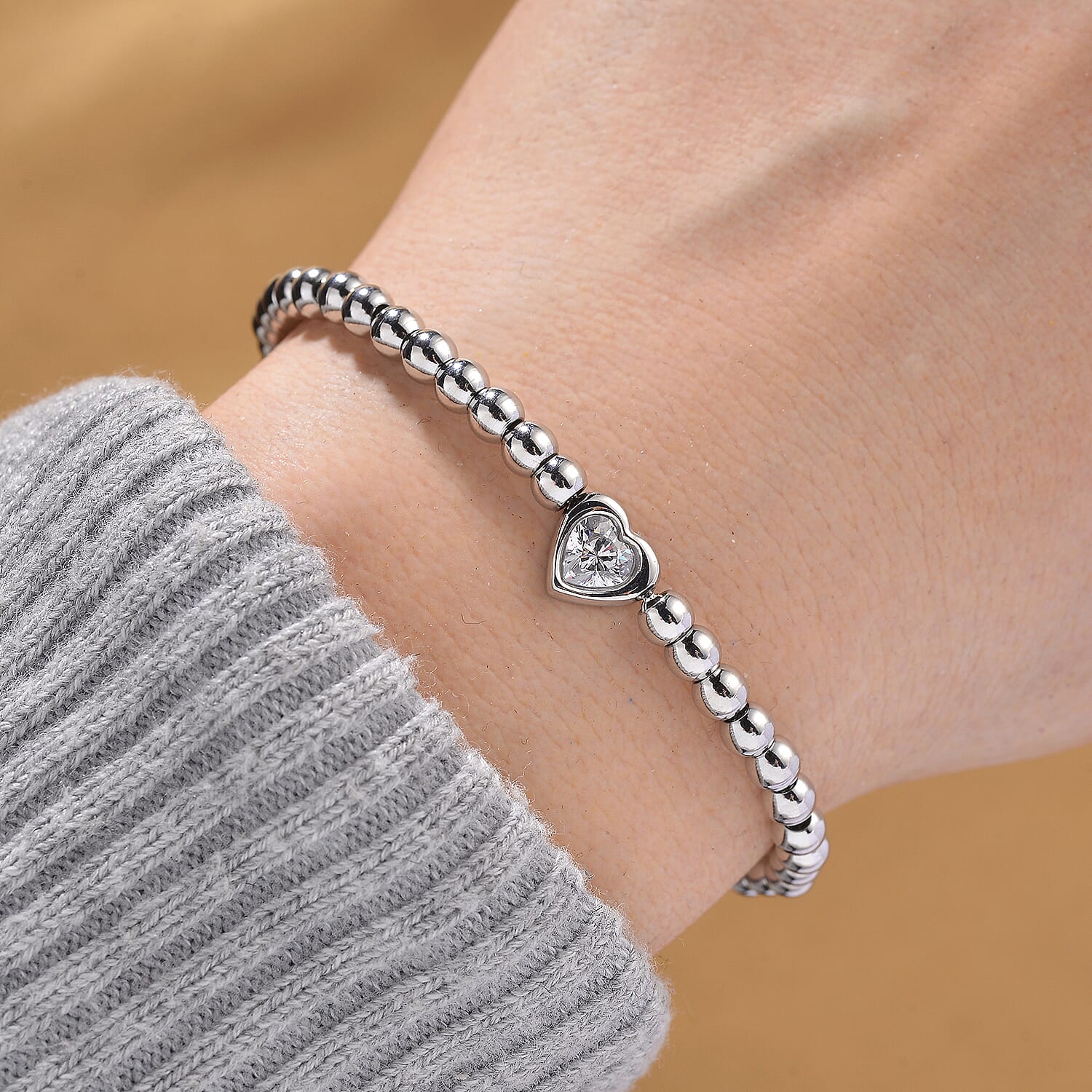 White Cubic Zirconia Bracelet (Size - 7.5 with Ext) in Silver Tone 8193664 2