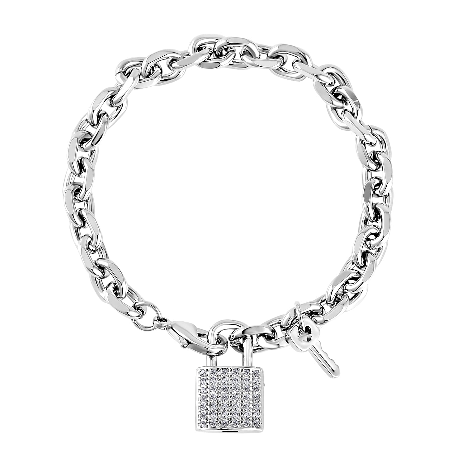 Designer Inspired Simulated Diamond Bracelet (Size - 7.5) in Silver Tone 7550370 0