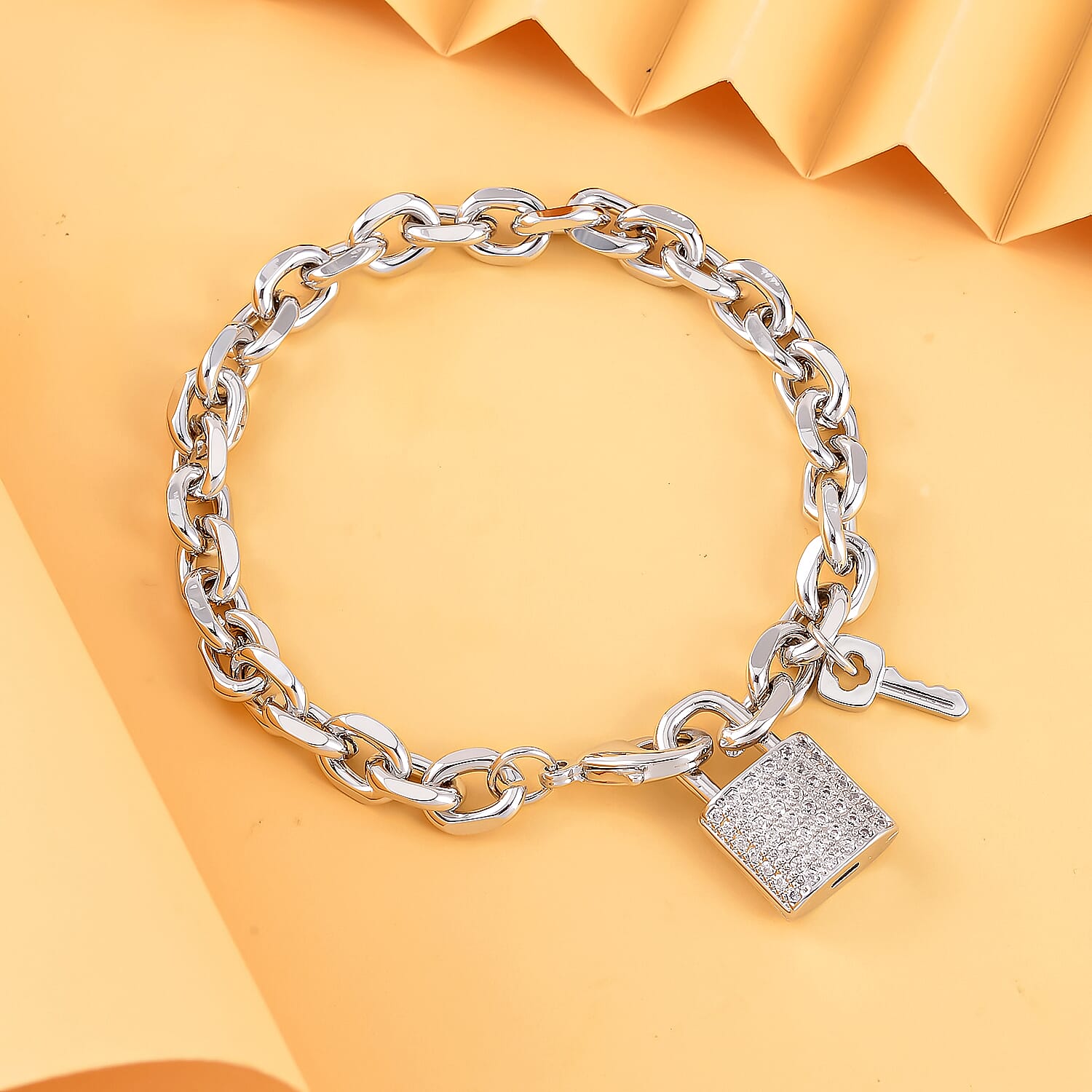 Designer Inspired Simulated Diamond Bracelet (Size - 7.5) in Silver Tone 7550370 1