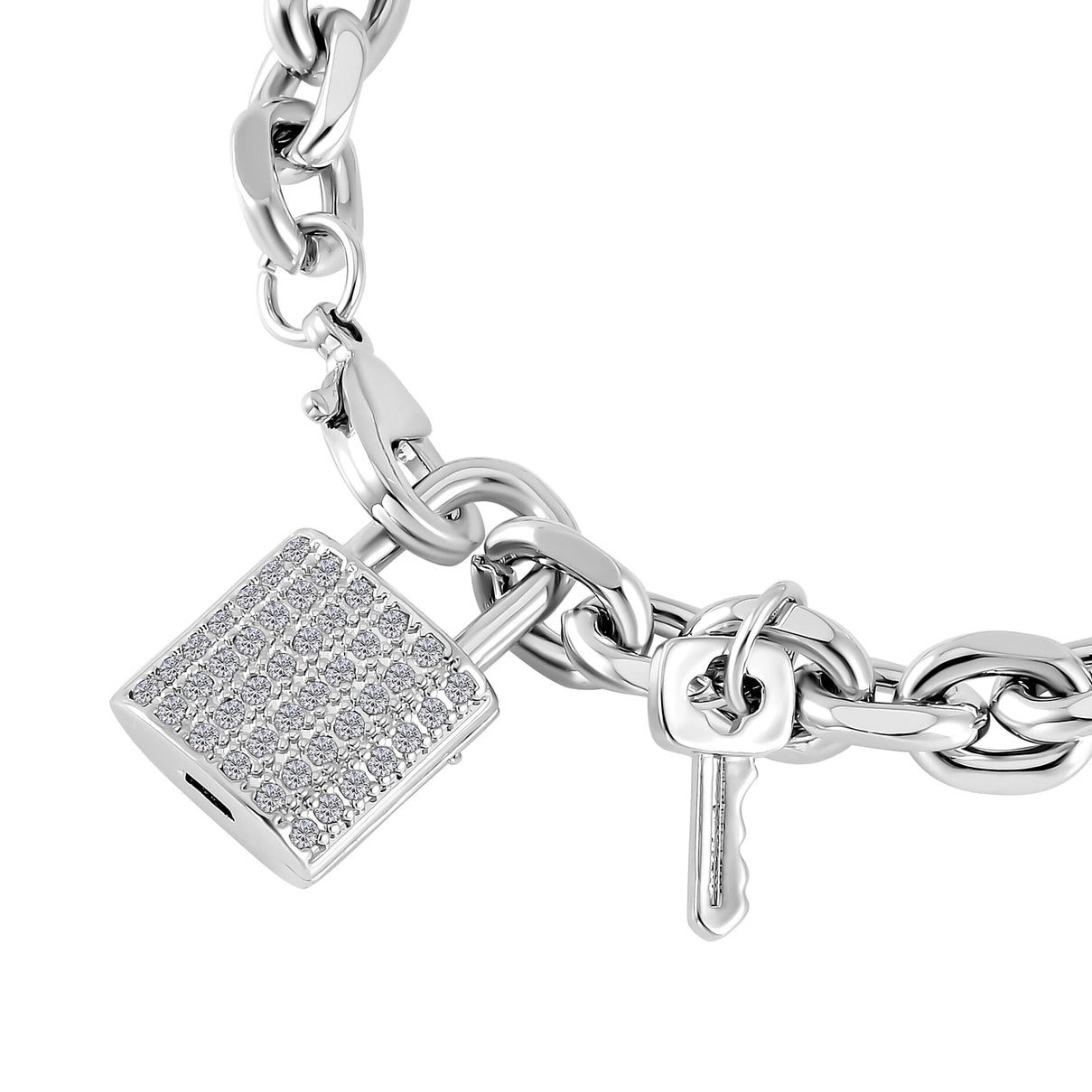 Designer Inspired Simulated Diamond Bracelet (Size - 7.5) in Silver Tone 7550370 2