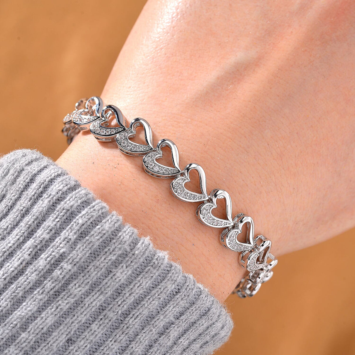 Designer Inspired-White Cubic Zirconia Bracelet (Size - 7.5) 8016001 2