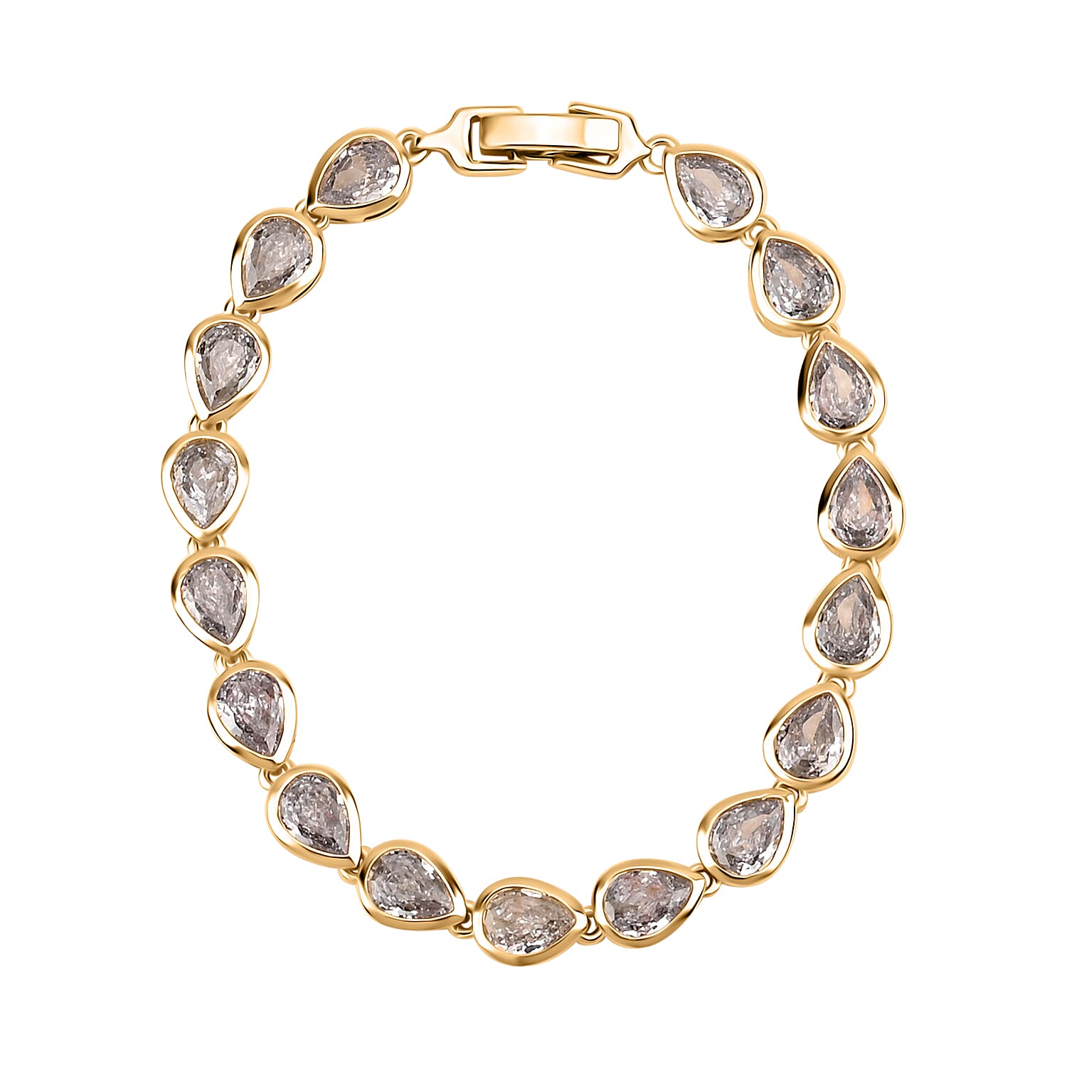 White Cubic Zirconia  Bracelet (Size - 7.5) Pure Yellow Brass 8.000  Ct. 7326486 0