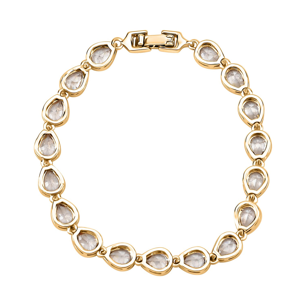 White Cubic Zirconia  Bracelet (Size - 7.5) Pure Yellow Brass 8.000  Ct. 7326486 3