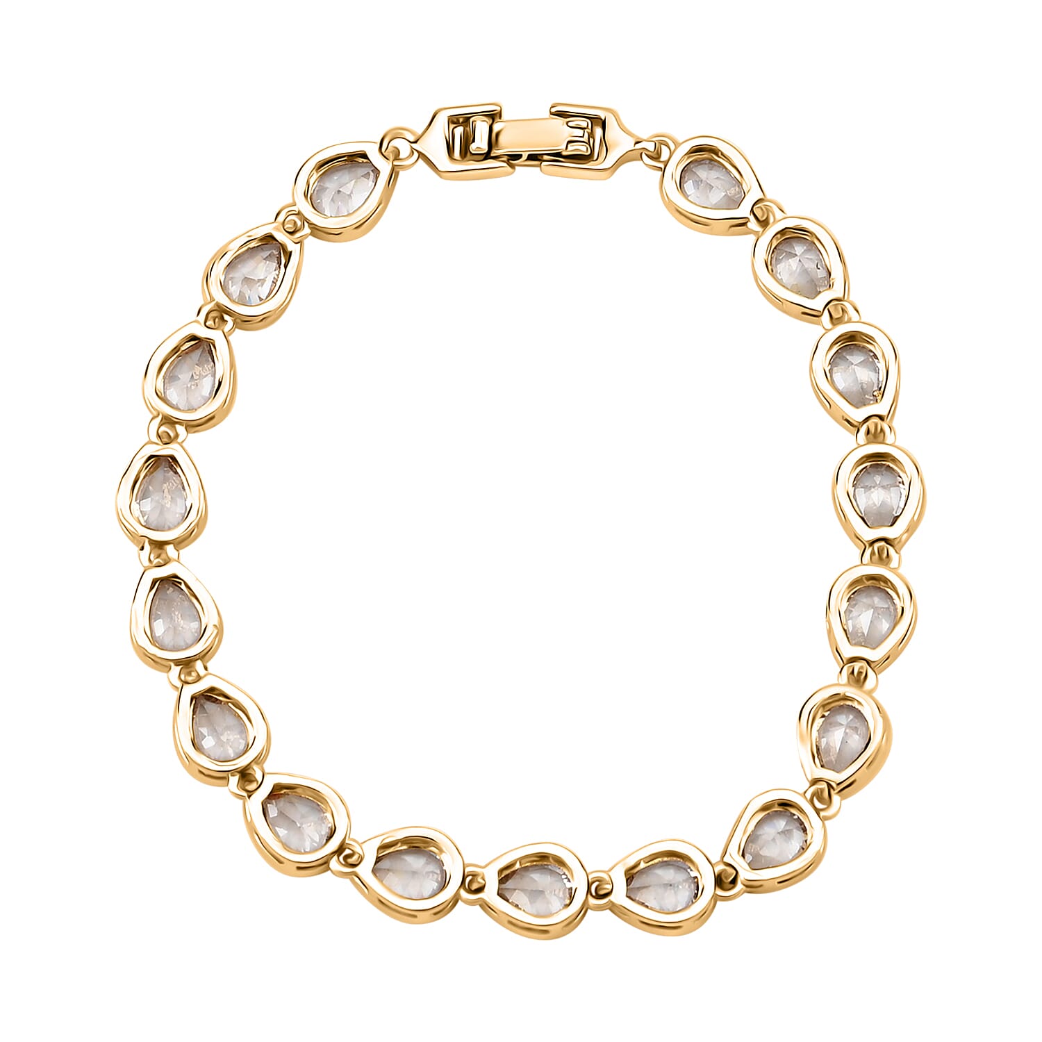 White Cubic Zirconia  Bracelet (Size - 7.5) Pure Yellow Brass 8.000  Ct. 7326486 3