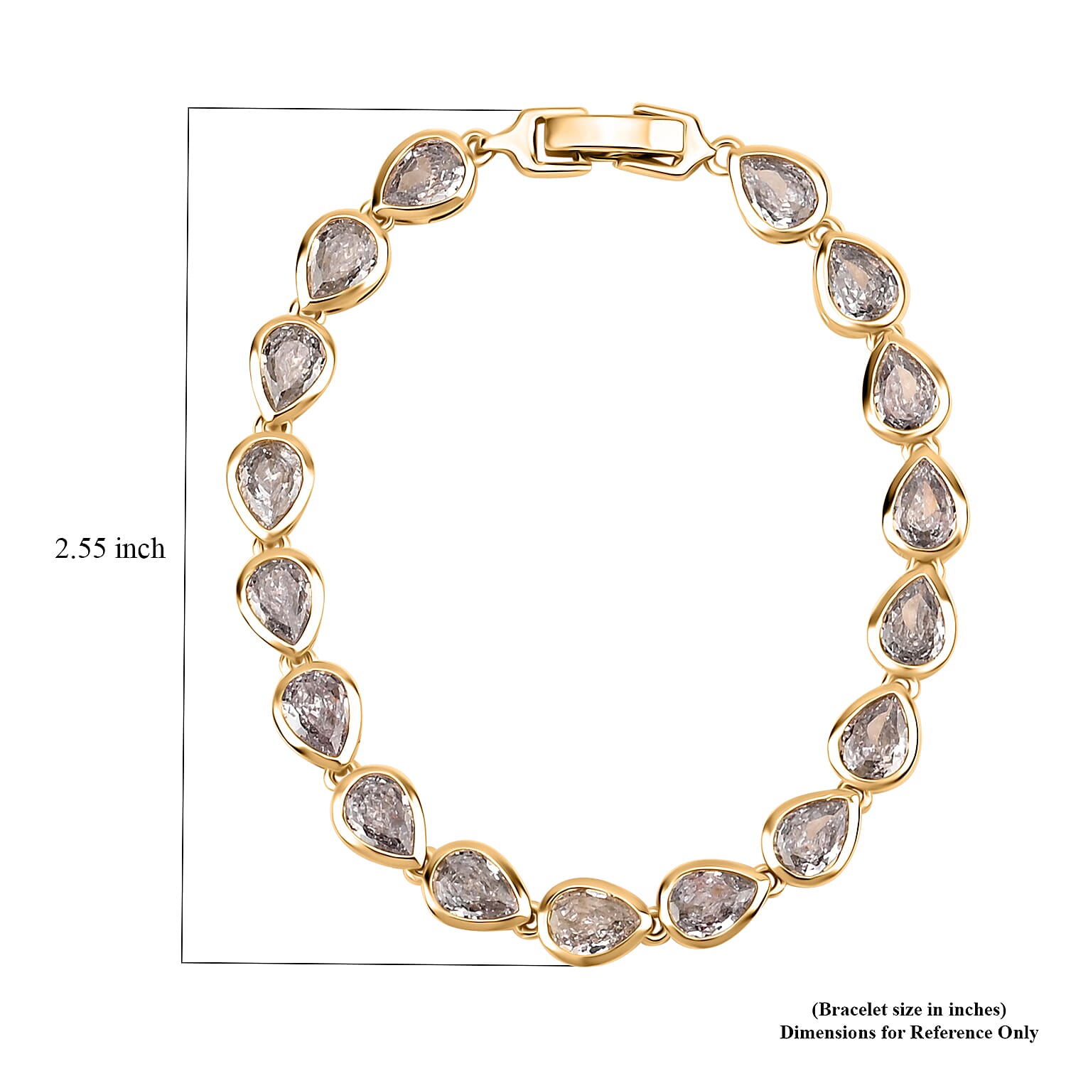 White Cubic Zirconia  Bracelet (Size - 7.5) Pure Yellow Brass 8.000  Ct. 7326486 6