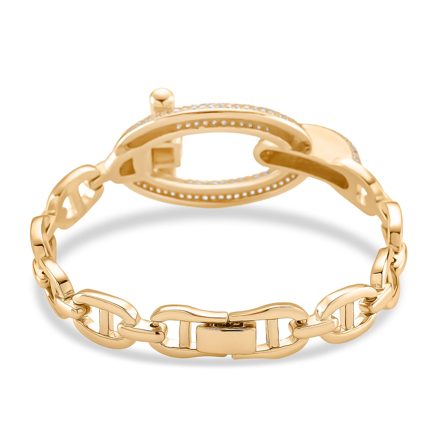 White Cubic Zirconia Bracelet (Size - 7.5) in Gold Colour Plating 8160726 4