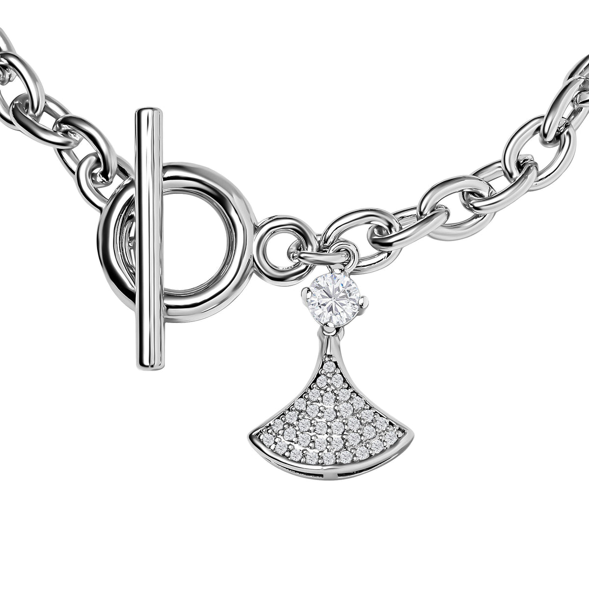 Cubic Zirconia Cable Chain Bracelet (Size - 7.5) with T-Bar Clasp 7606542 2