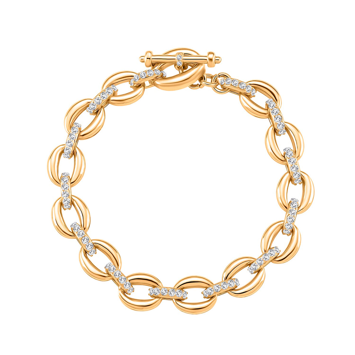 White Cubic Zirconia Interlocking Bracelet With T-Bar Clasp (Size - 7.5) 8164009 0