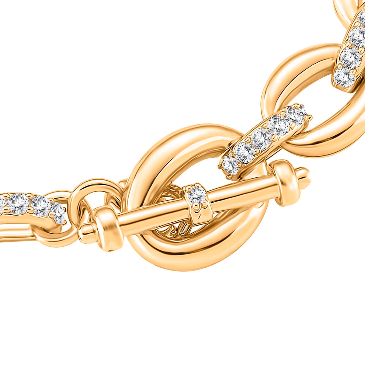 White Cubic Zirconia Interlocking Bracelet With T-Bar Clasp (Size - 7.5) 8164009 3
