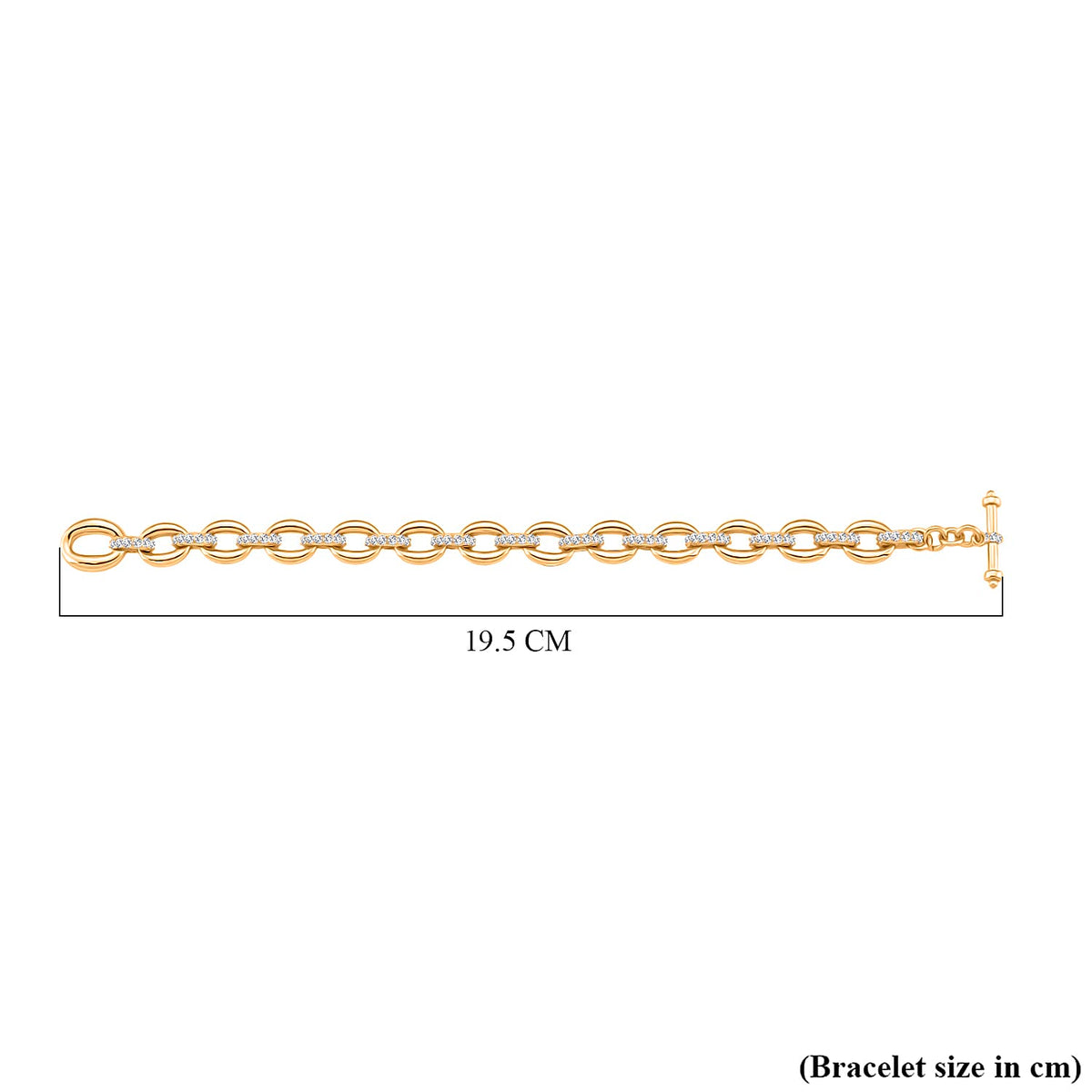White Cubic Zirconia Interlocking Bracelet With T-Bar Clasp (Size - 7.5) 8164009 4